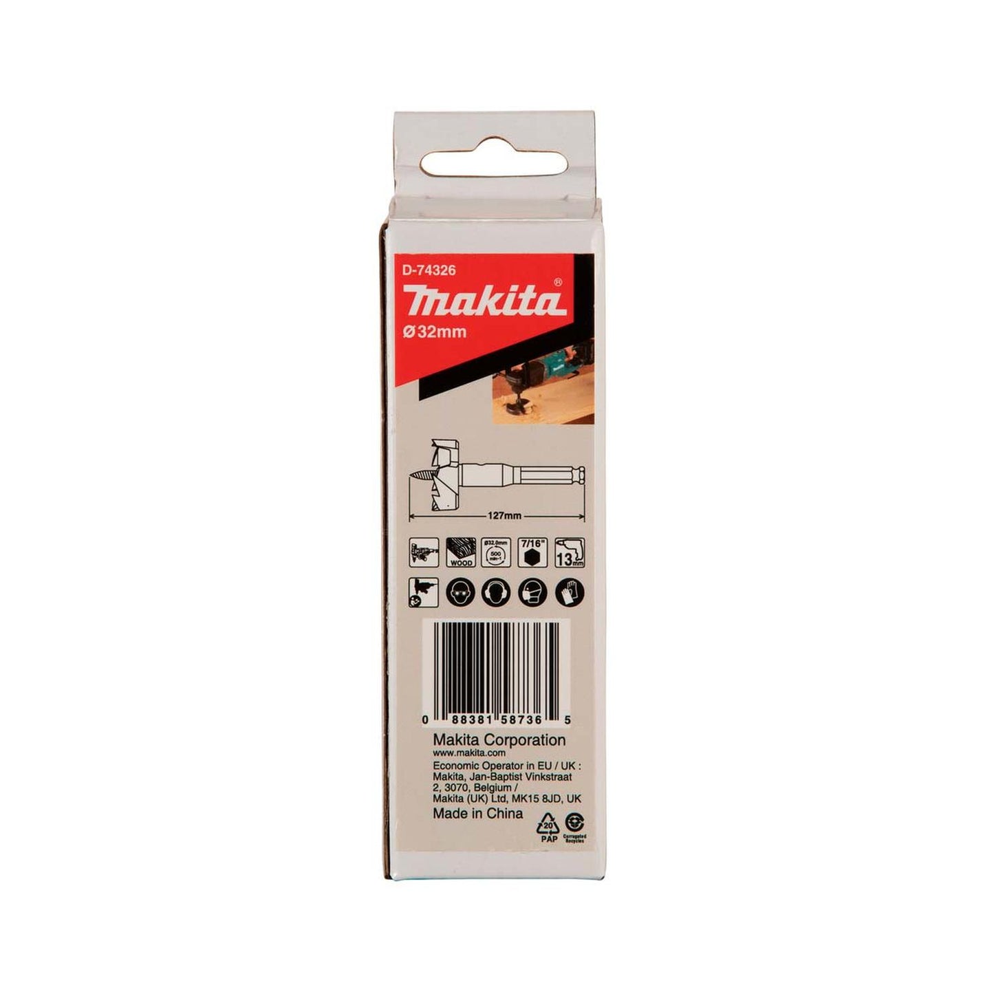 Broca Autoalimentada Para Madera 32 X 127mm Vastago Hex. - Makita - Herram.cl