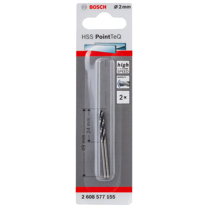 Broca Metal HSS PointeQ - 2.0mm - Blister x2 Und. - Bosch - Herram.cl