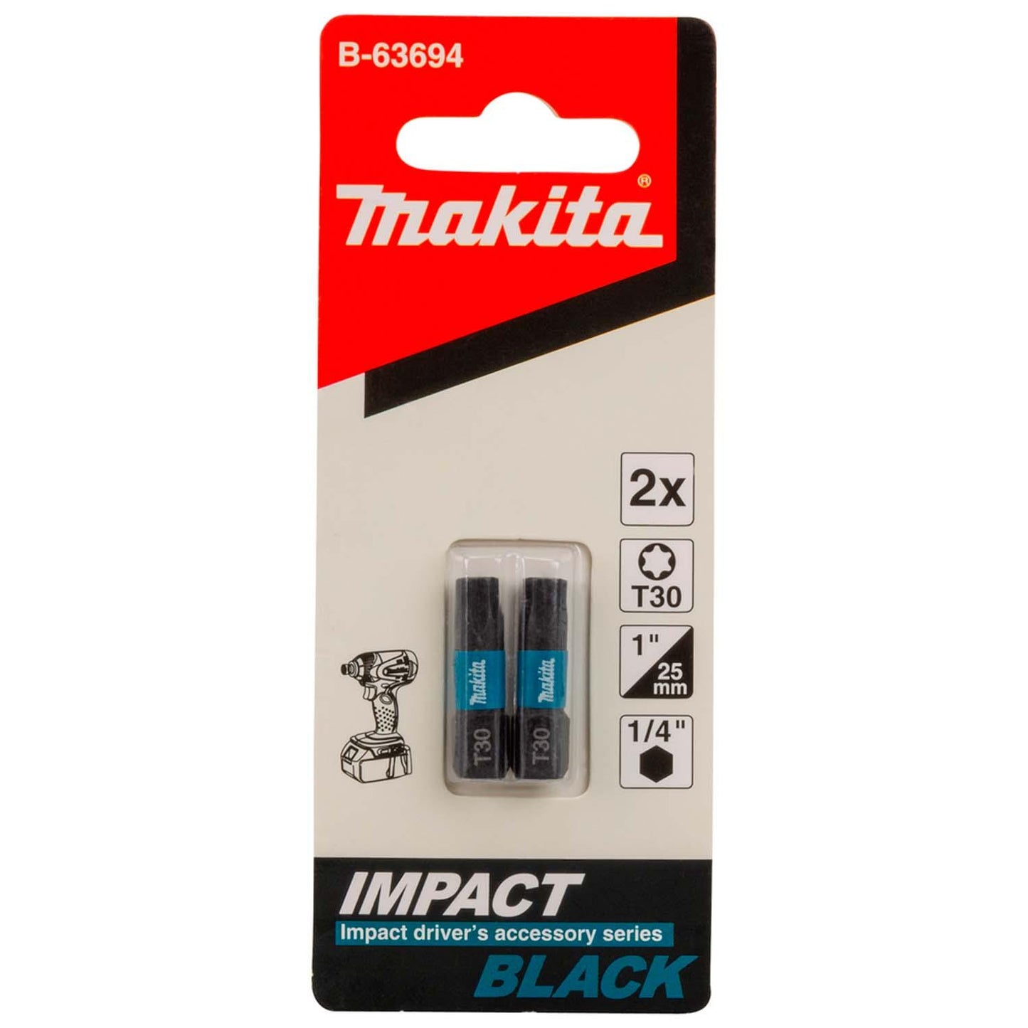 Puntas Impact Black T30 - 25mm 2 Pzas - Makita - Herram.cl