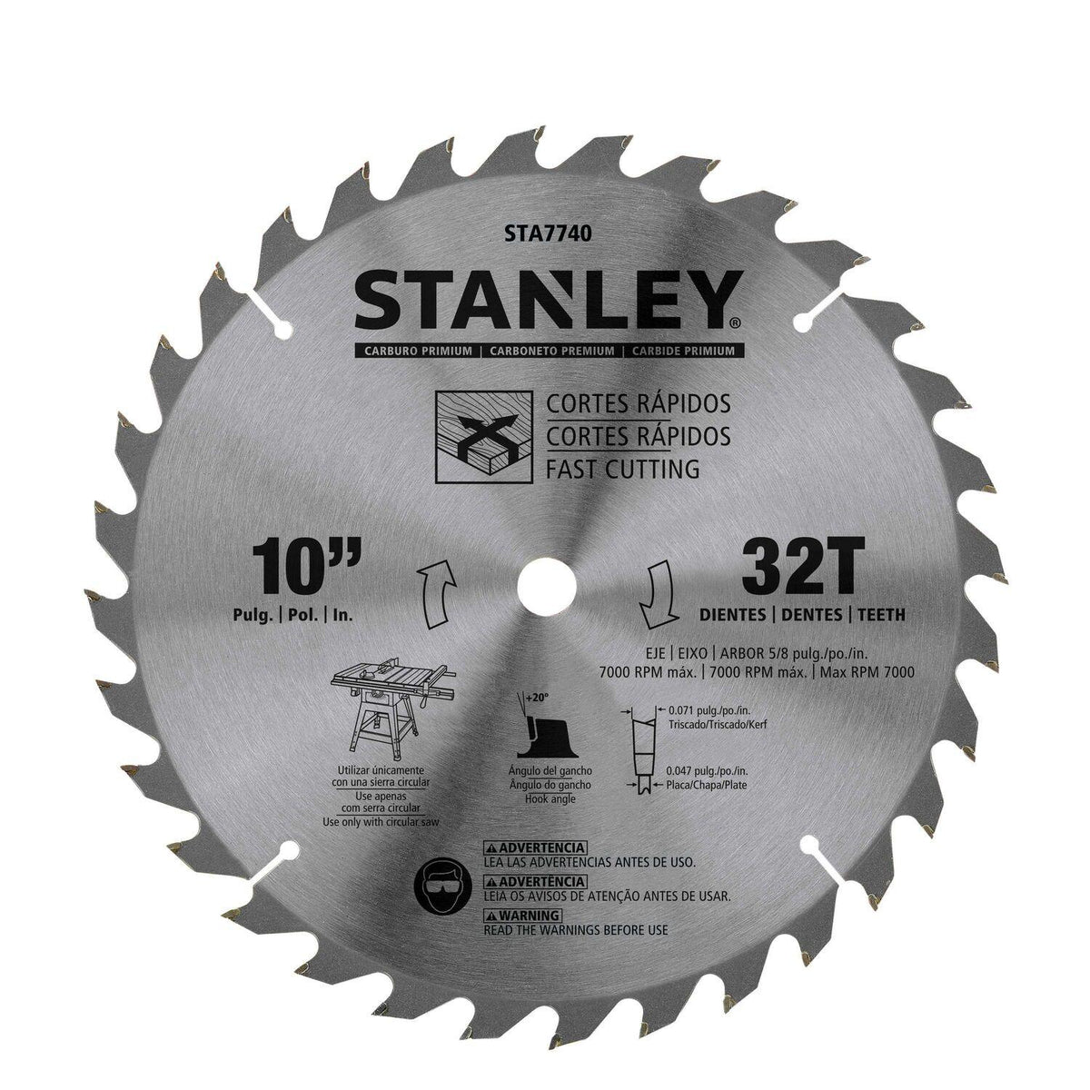 Disco Sierra Madera 10'' 254mm 32D Stanley STA7740 - Herram.cl
