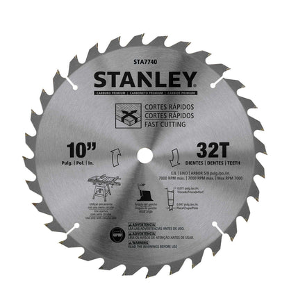 Disco Sierra Madera 10'' 254mm 32D Stanley STA7740 - Herram.cl