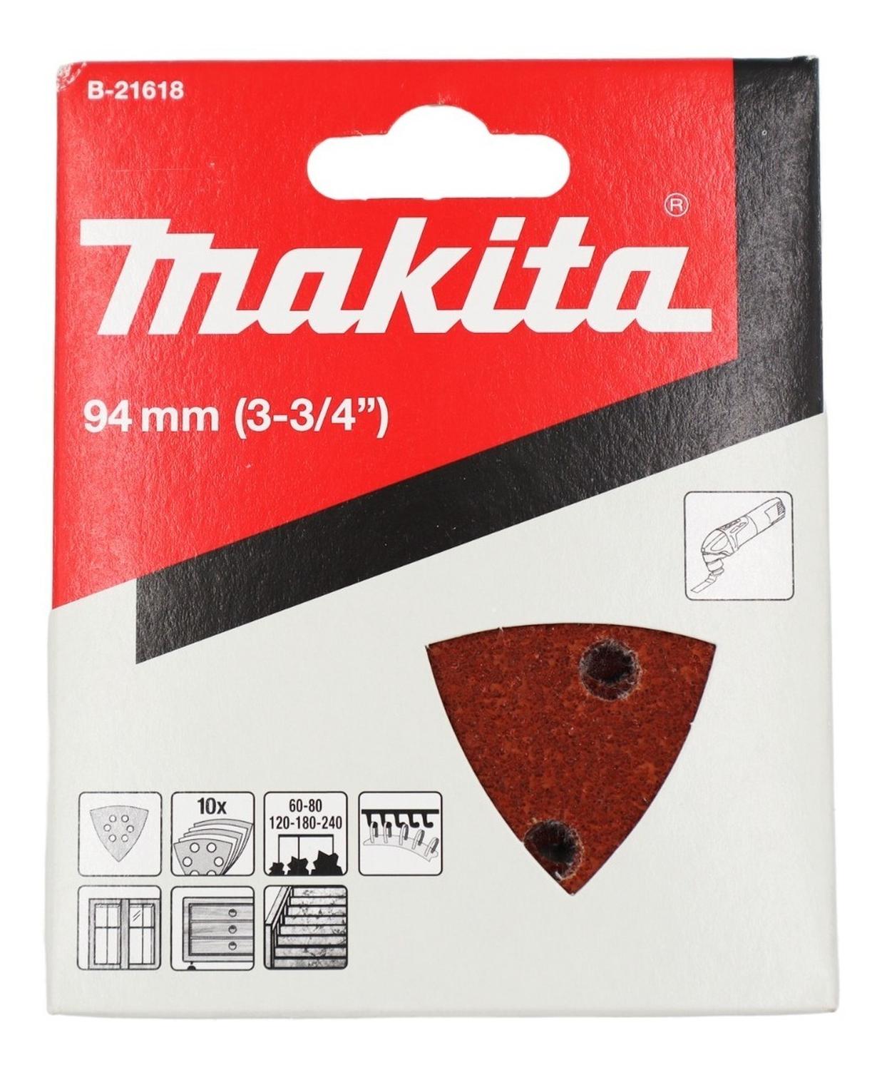 10 Lijas Con Velcro Triangular Madera Surtido Makita B - 21602 - Herram.cl
