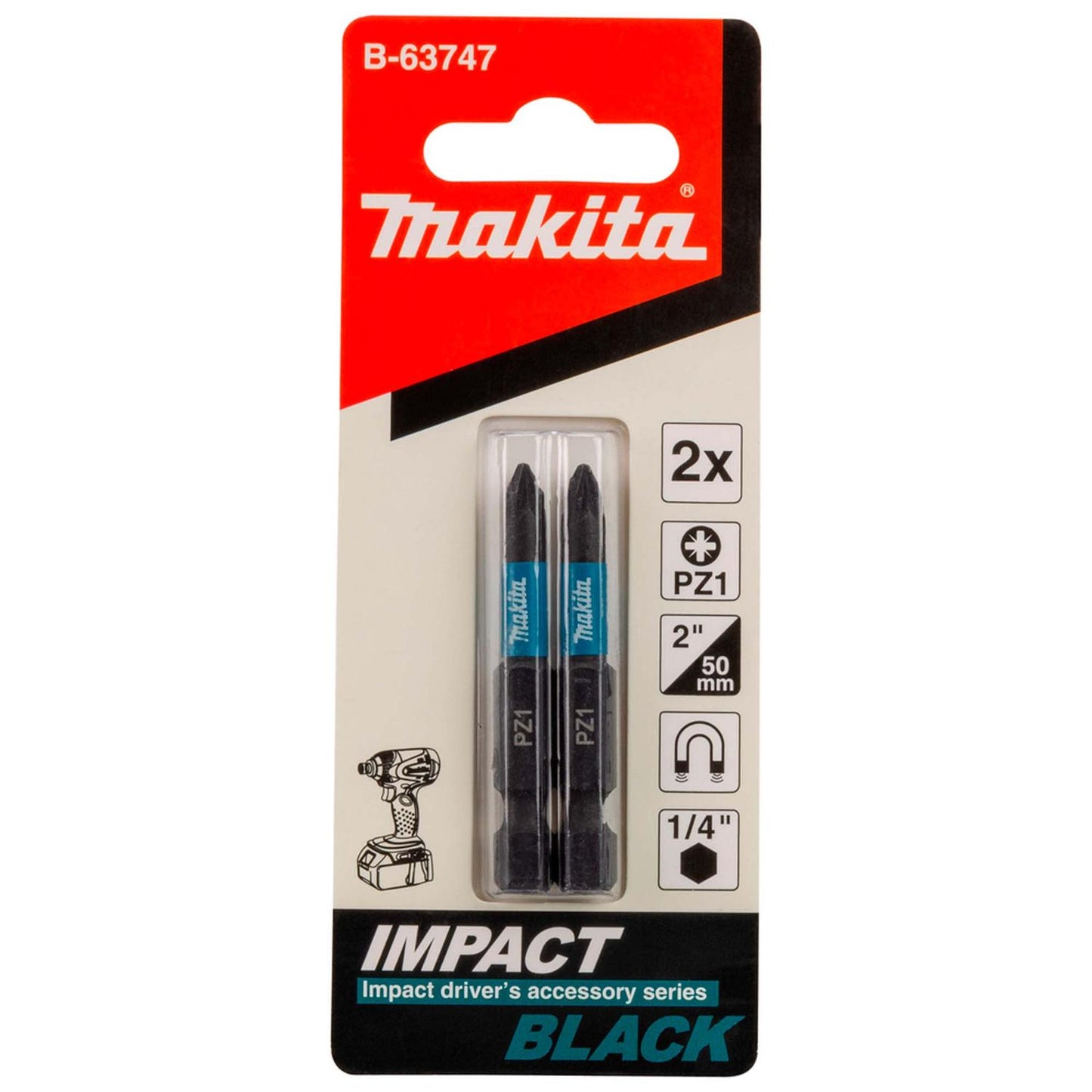 Puntas Impact Black PZ1 - 50mm 2 Pzas - Makita - Herram.cl