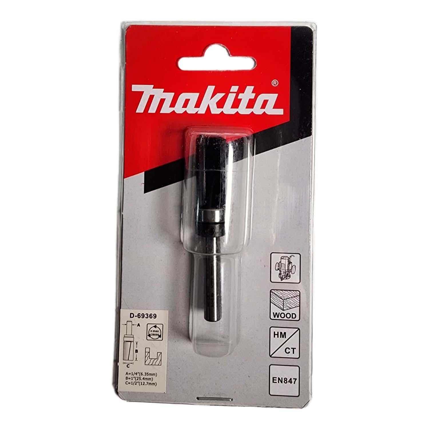 Fresa de Enrasar C/rodamiento 1/2''x1'' Toma 1/4'' - Makita - Herram.cl