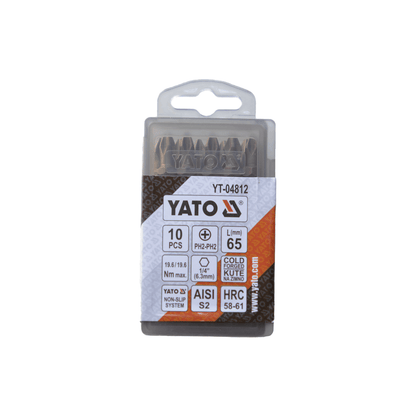 Puntas de Atornillar Dobles PH2x65mm 10 Pzas - Yato - Herram.cl