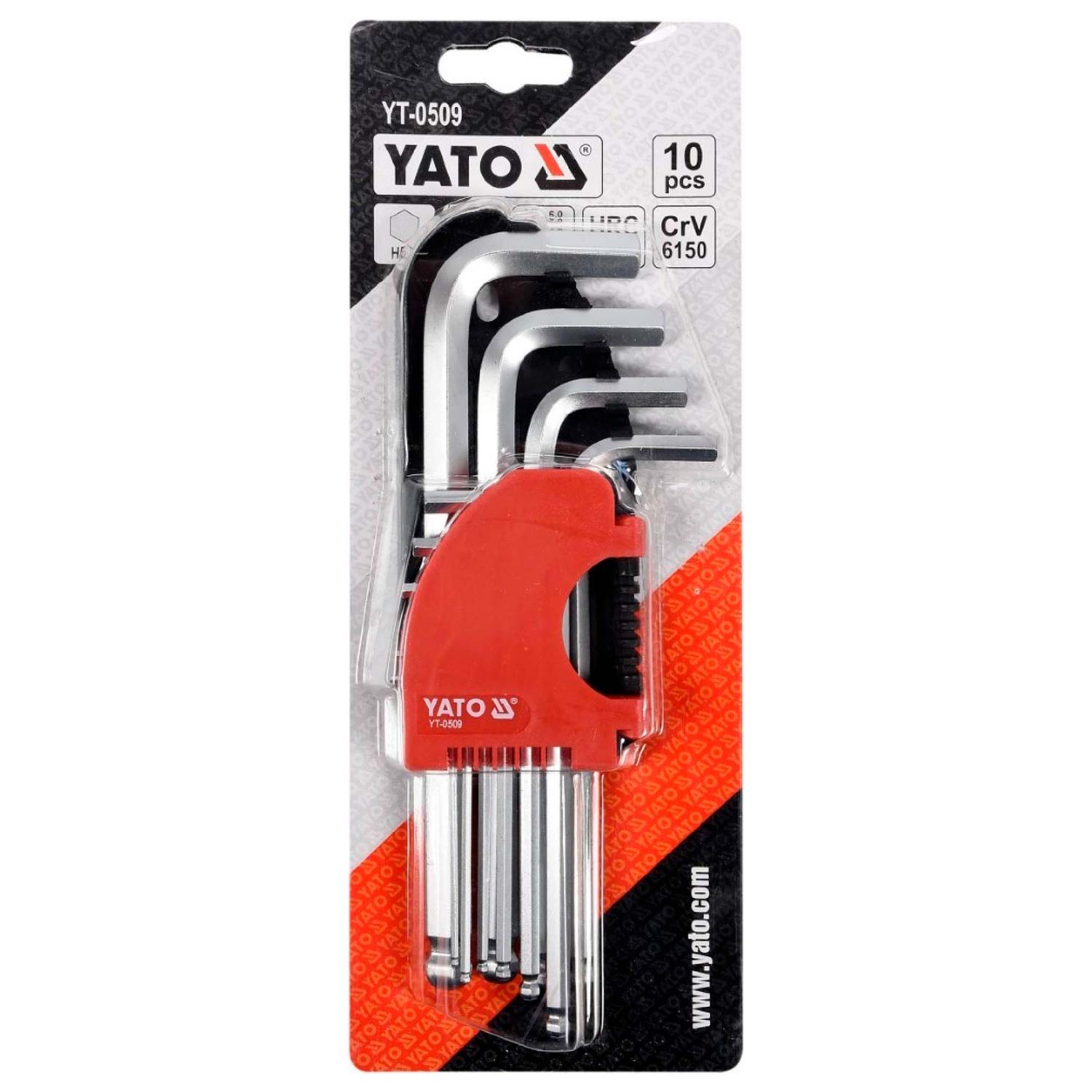 Juego Llaves Allen Hexagonales con Bola Larga 10 Pzas - Yato - Herram.cl