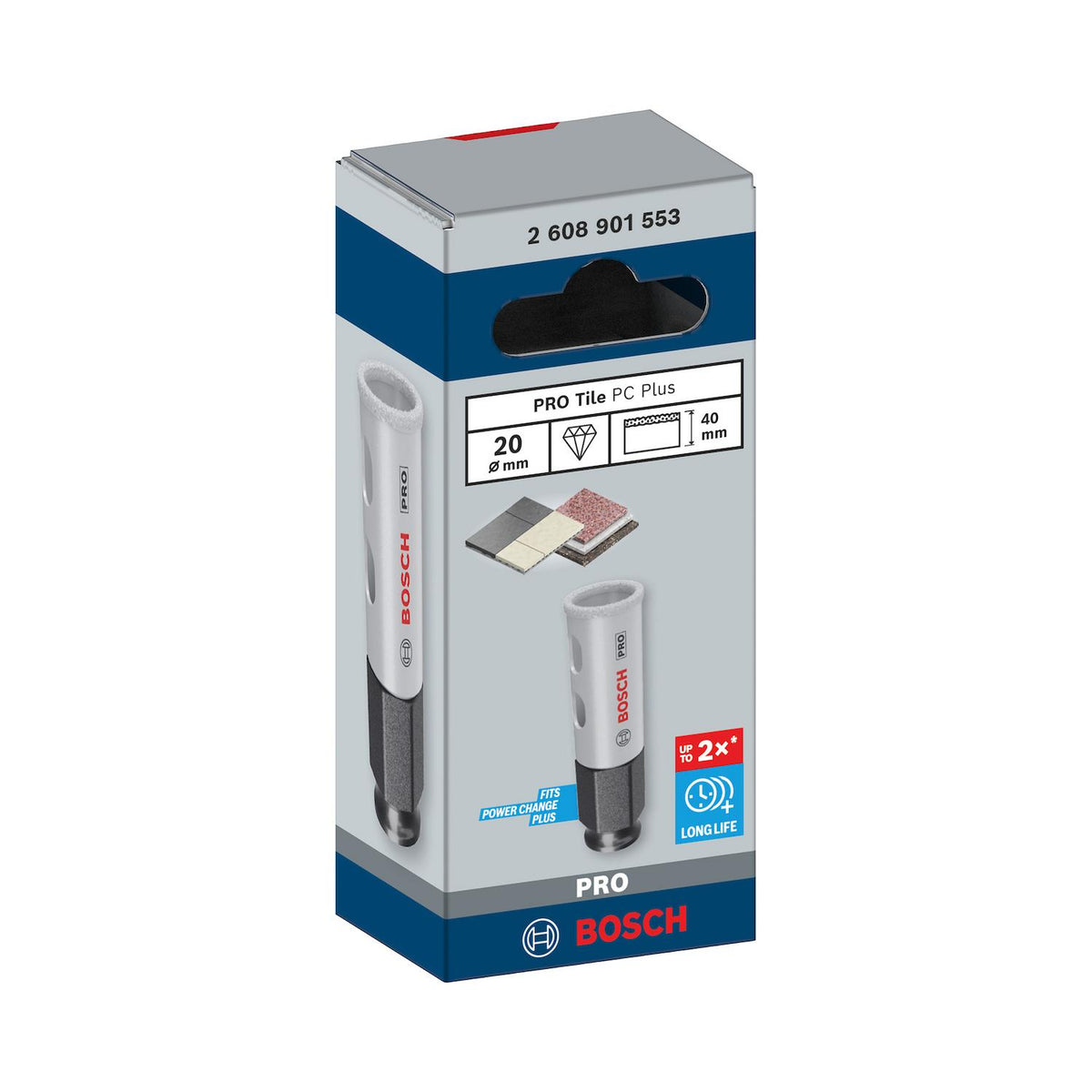 Copa Diamantada PRO Tile Power Change 20mm (25/32'') - Bosch - Herram.cl