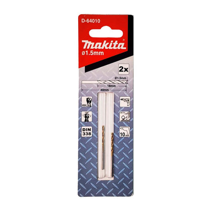 Broca Metal HSS-Tin 1.5x40mm 2 Pzas - Makita - Herram.cl