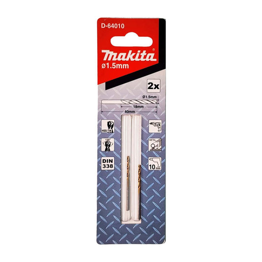 Broca Metal HSS-Tin 1.5x40mm 2 Pzas - Makita - Herram.cl