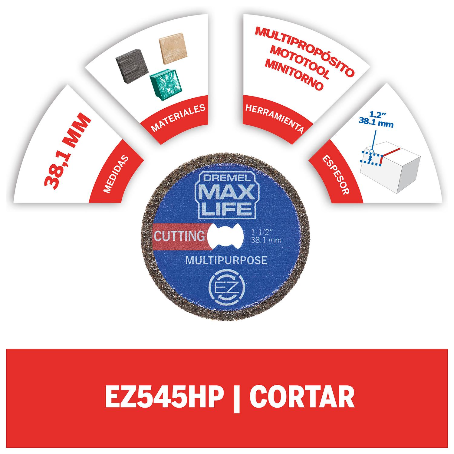 Disco De Corte De Diamante Max Life 38.1mm (EZ545HP) - Dremel - Herram.cl