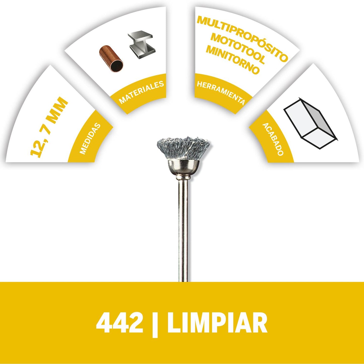 Cepillo de Acero al Carbono 12,7mm (442 - 02) 2 Pzas - Dremel - Herram.cl