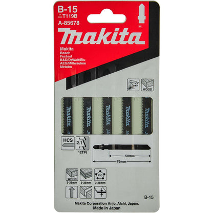 Hojas De Calar HCS 71mm Madera, Plástico 5 Pzas - Makita - Herram.cl