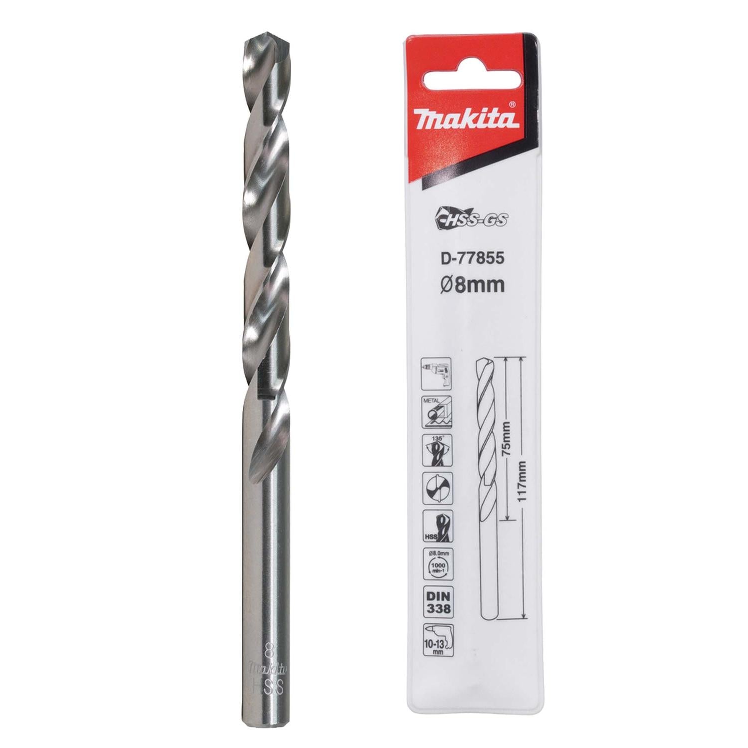 Broca Para Metal HSS - GS 8x117mm - Makita - Herram.cl