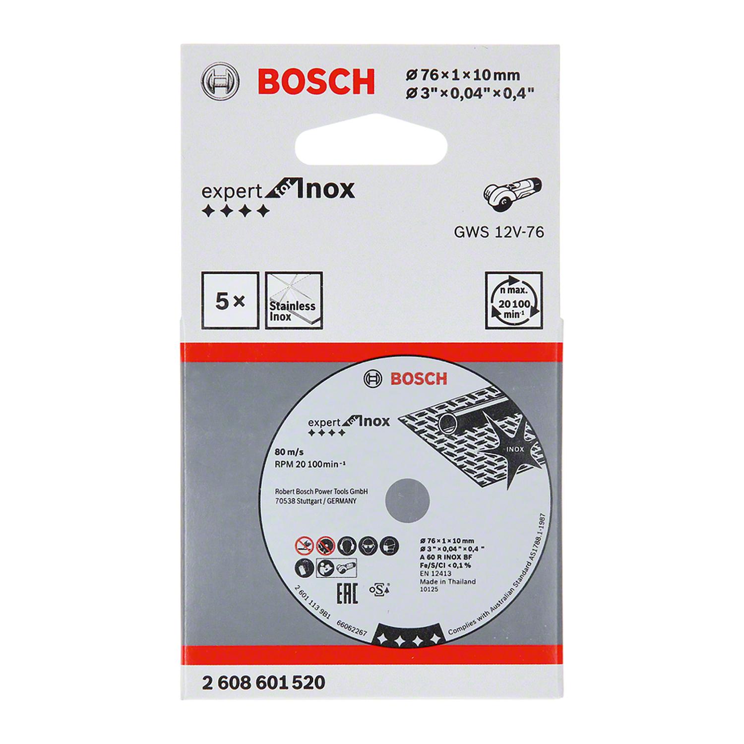 5 Discos De Corte Expert For Inox (3'') 76x1,0x10mm Bosch - Herram.cl