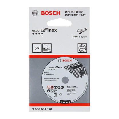 5 Discos De Corte Expert For Inox (3'') 76x1,0x10mm Bosch - Herram.cl