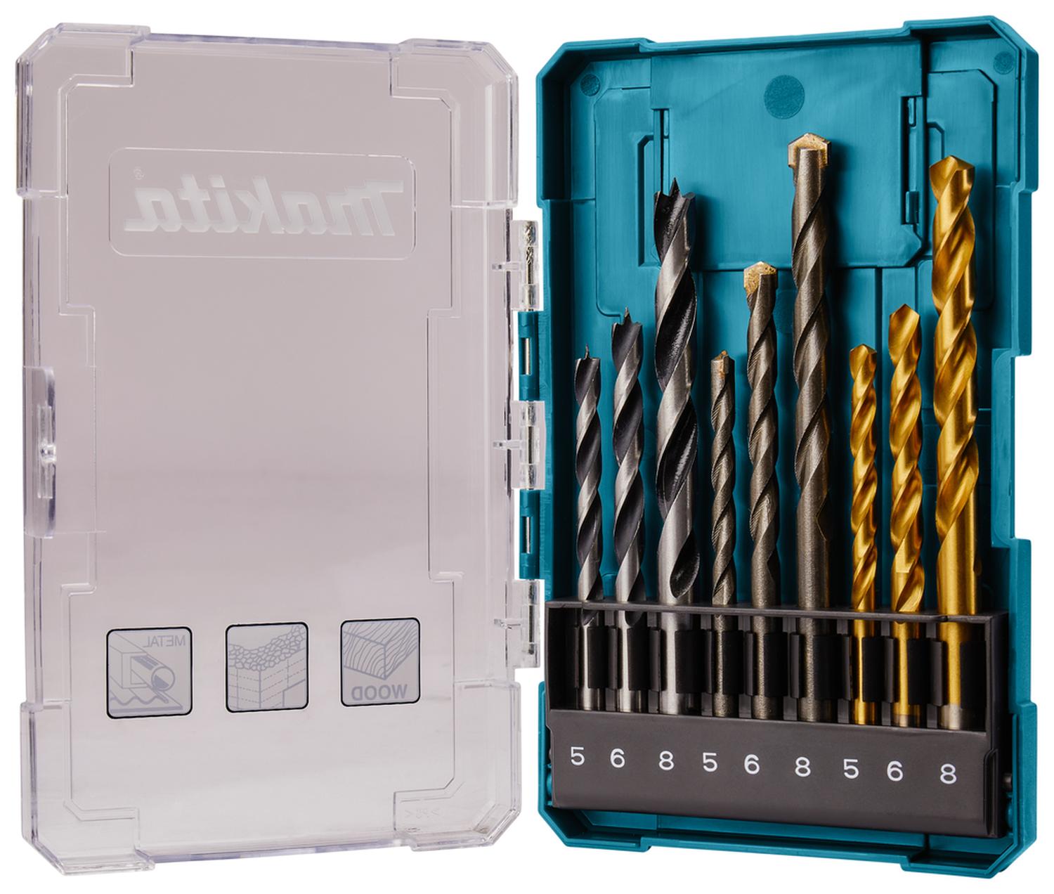 Set Brocas Para Madera/Metal/Concreto (5 - 8) 9 Pzas - Makita - Herram.cl
