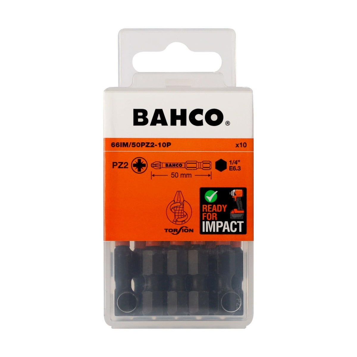 Puntas De Impacto De Torsión PZ2x50mm 10 Pzas - Bahco - Herram.cl
