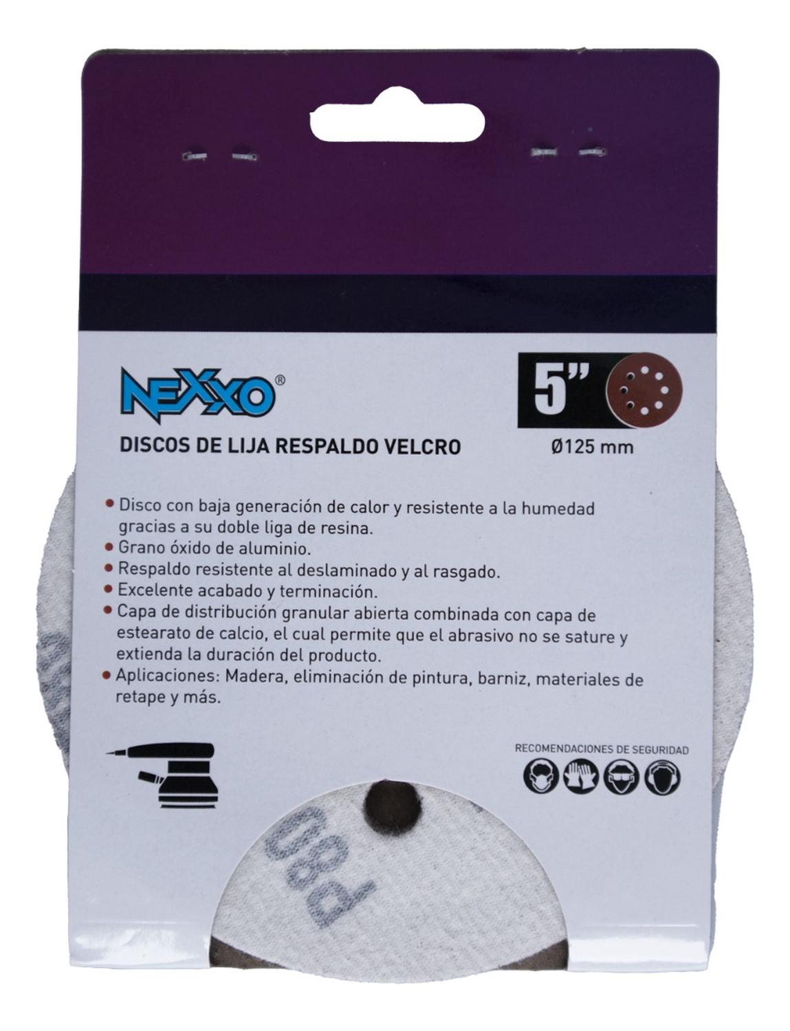 Pack 5 Discos De Lija Con Velcro 5'' (125mm) G80 - Nexxo - Herram.cl