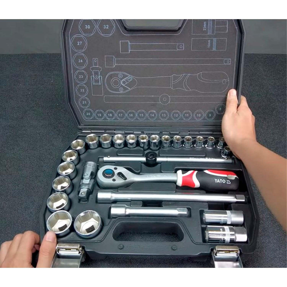Juego de Dados Cr-V 1/2" con chicharra 27 Pzas - Yato - Herram.cl