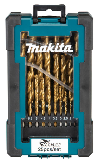 Set Brocas Para Metal HSS - Tin | 1 - 13mm | 25 Pzas - Makita - Herram.cl