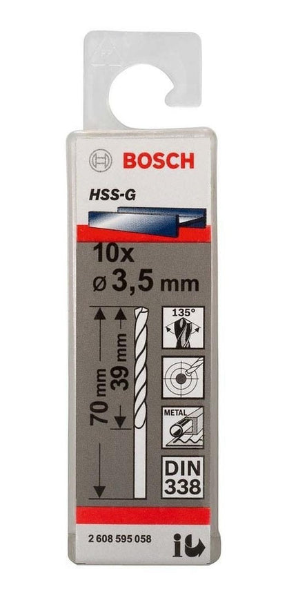 Caja Con 10 Unidades Broca Para Metal Bosch HSS - G 3,5mm - Herram.cl