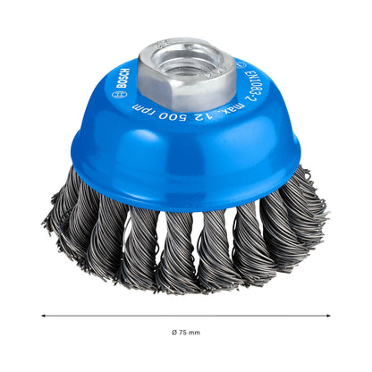 Grata Copa Acero Trenzado PRO 75mm (3'') / M14 - Bosch - Herram.cl