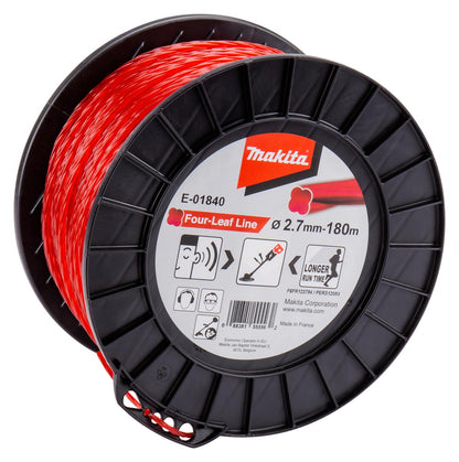 Rollo 180m Nylon forma trebol Rojo 2,7mm - Makita - Herram.cl