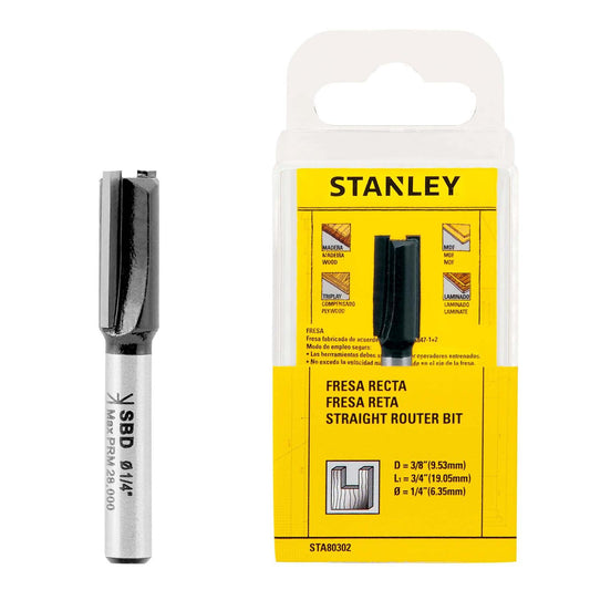Fresa Recta Toma 1/4'' 3/8''x3/4'' - Stanley - Herram.cl