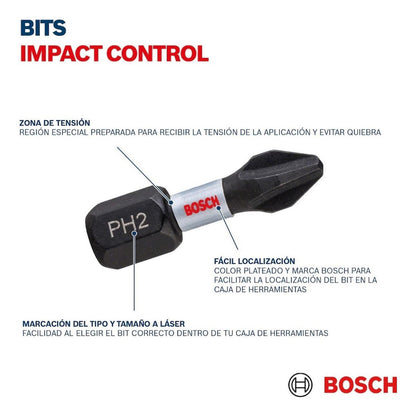 8 Puntas Ph2 X 25mm Impact Control Bosch 2608.522.324 - 000 - Herram.cl