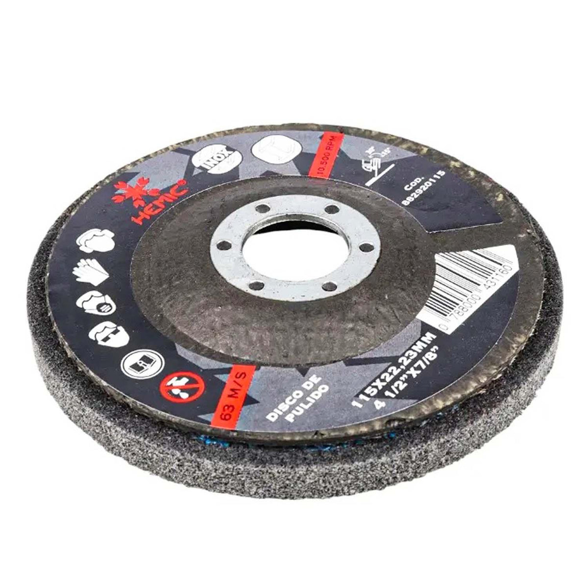 Disco de Pulido y Acabado INOX/Metal 4-1/2'' - HEMIC - Herram.cl
