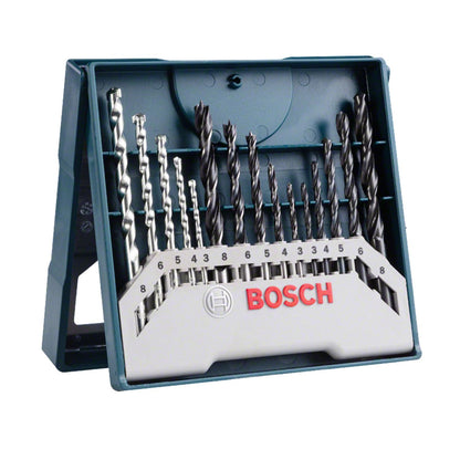 Set 15 Brocas Bosch Mini X-Line Metal Madera Concreto 3-8mm - Herram.cl