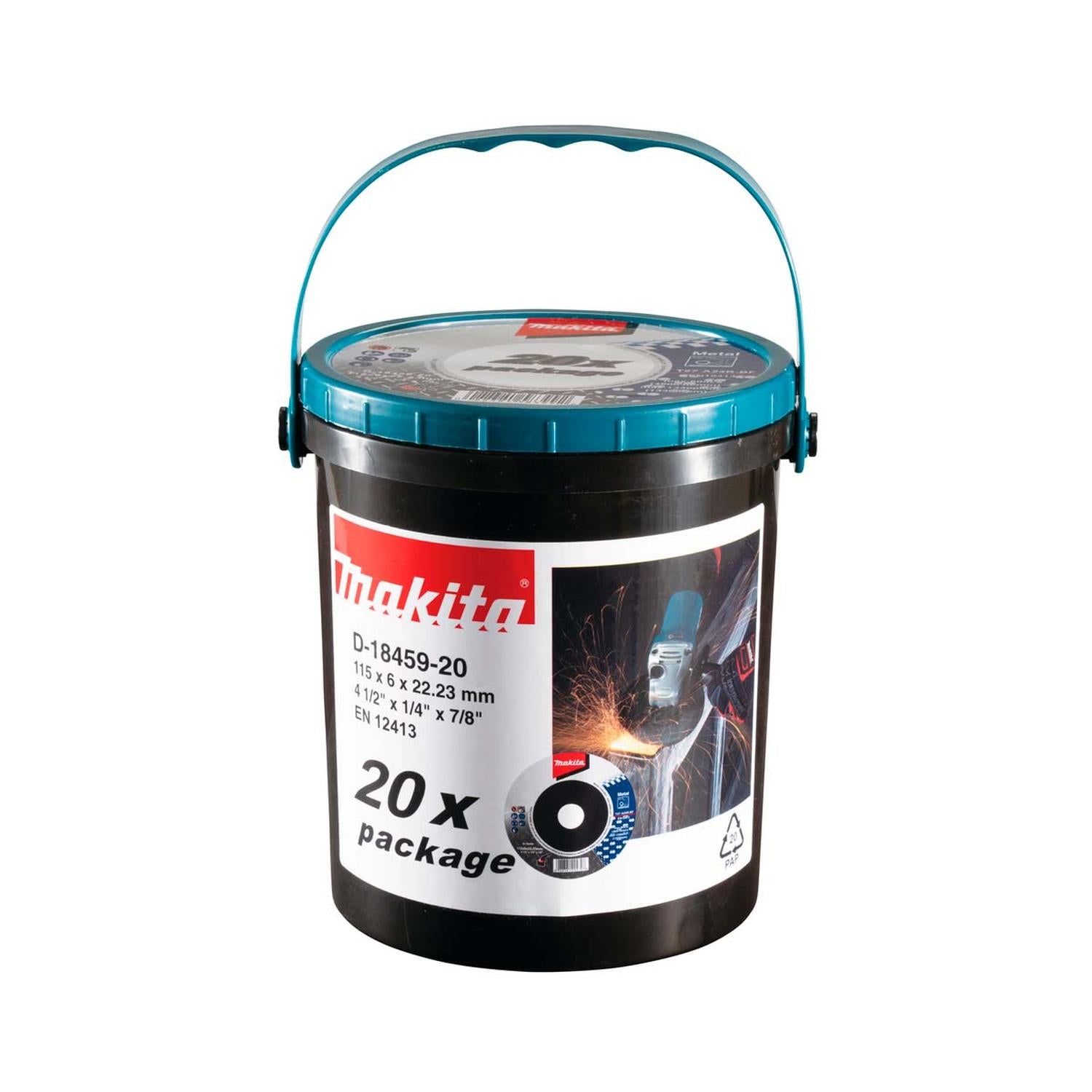 Pack Balde 20 Discos de Desbates Metal 4 1/2'' 6mm - Makita - Herram.cl