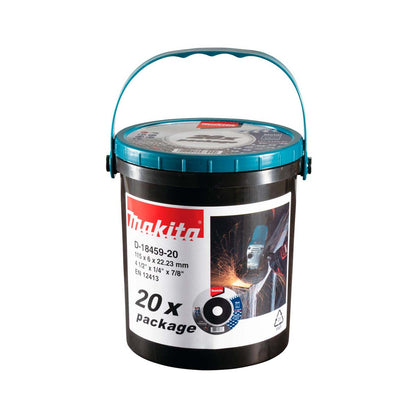 Pack Balde 20 Discos de Desbates Metal 4 1/2'' 6mm - Makita - Herram.cl
