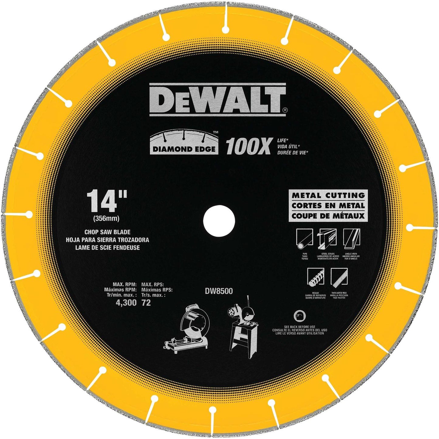 Disco Diamantado EXTREME METAL 14'' Eje 1'' - DeWALT - Herram.cl