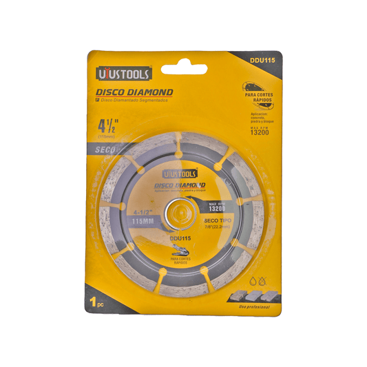 Disco Diamantado Segmentado 4 1/2'' Concreto - Uyustools - Herram.cl