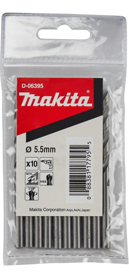Pack 10 Brocas Para Metal HSS 5,5mm - Makita - Herram.cl