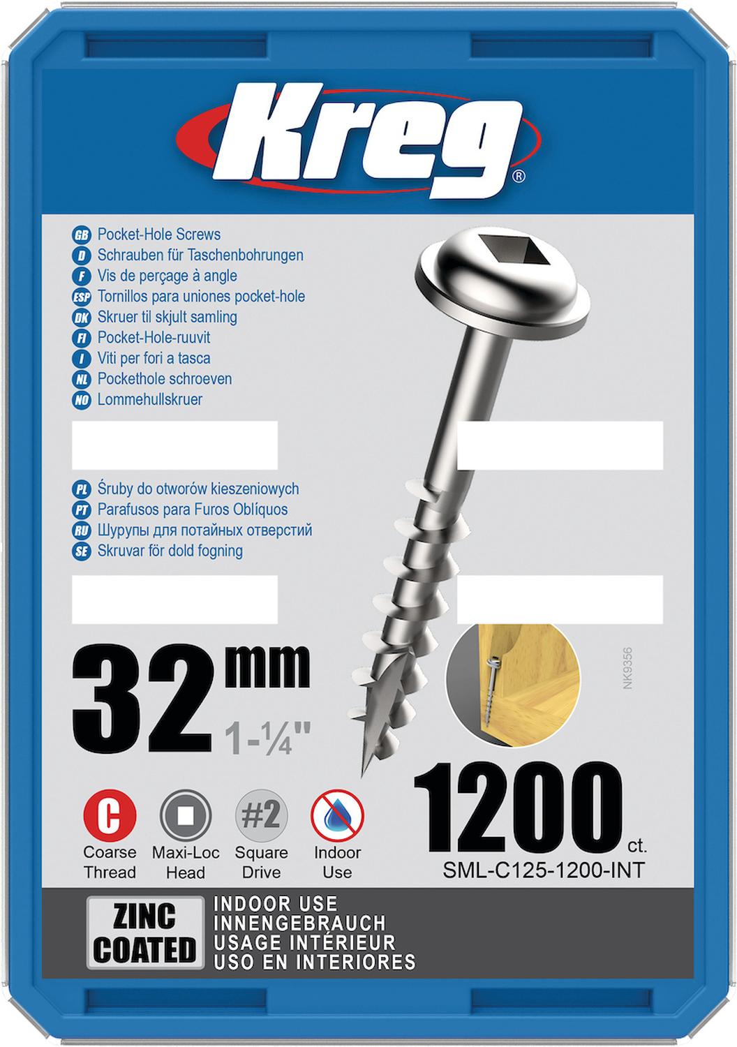 Tornillos Para Orificios Ocultos 1 1/4'' (1200 Und.) - Kreg - Herram.cl