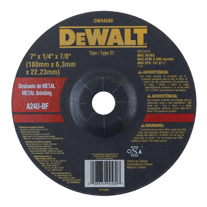 Pack 25 Discos de Desbaste Metal 7''x6,3x22,23mm - DeWALT - Herram.cl