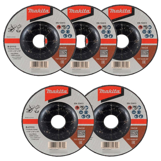 Pack 5 Discos de Desbaste Inox 4 1/2'' X 6mm - Makita - Herram.cl