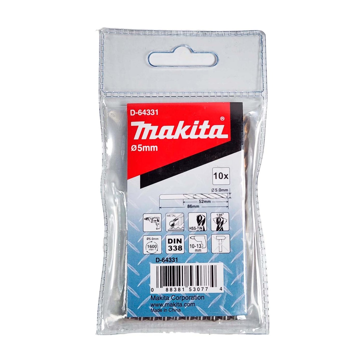Brocas Metal HSS - TiN 5x86mm 10 Pzas - Makita - Herram.cl