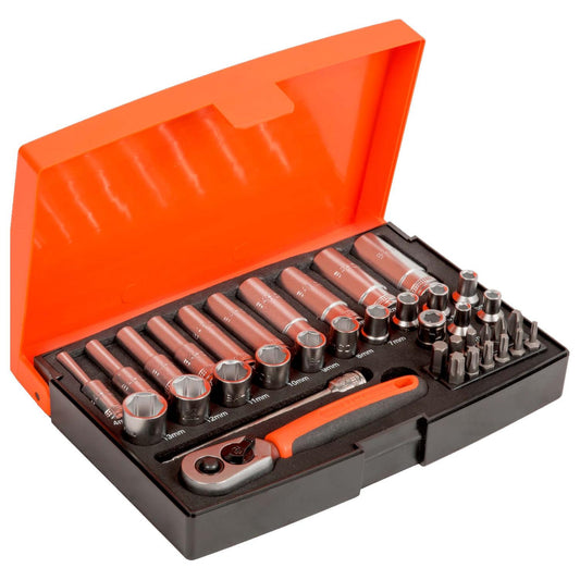 Juego de Dados Largos + Chicharra 1/4'' 37 Pzas - Bahco - Herram.cl