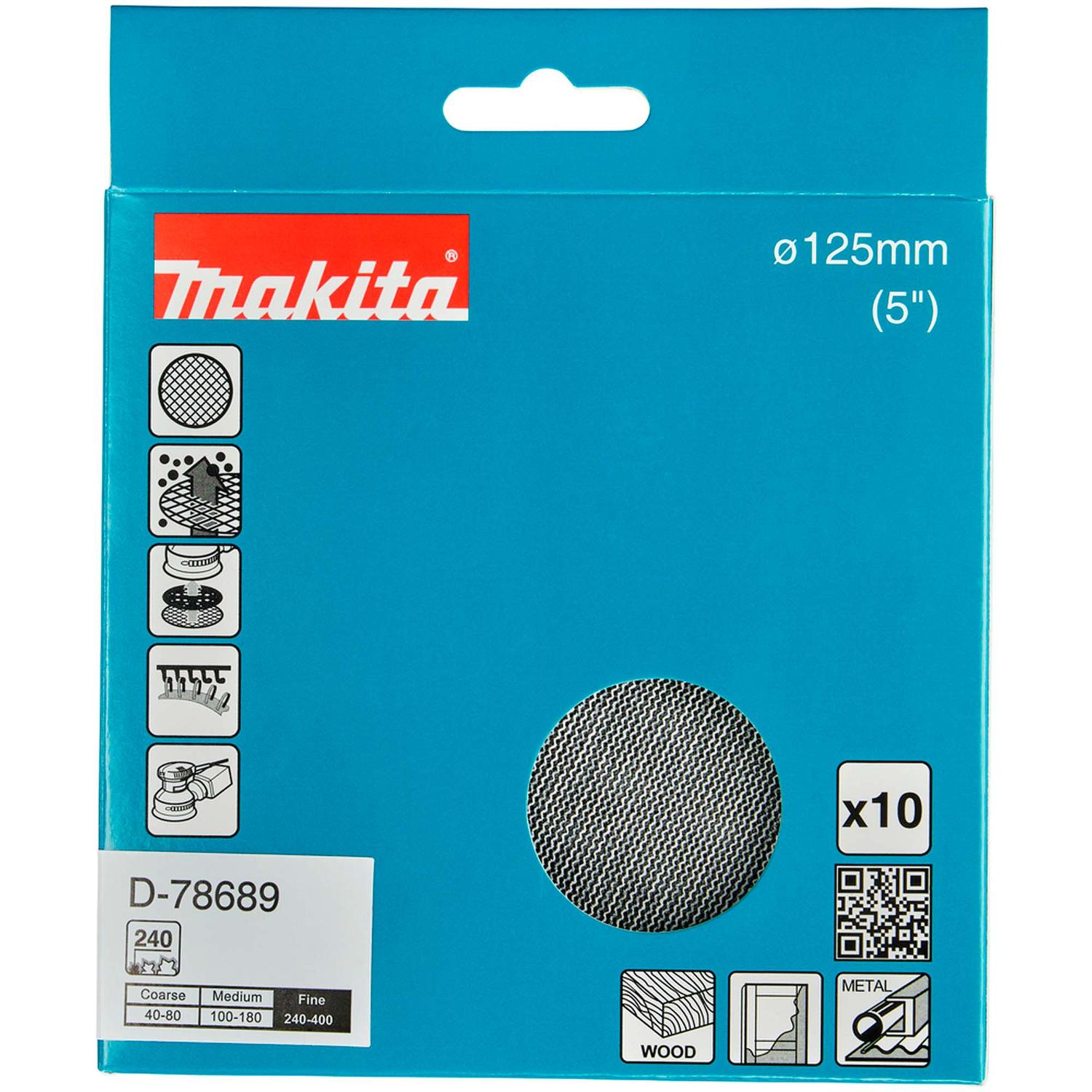 Pack 10 Discos Malla Abrasiva con Velcro 5'' (125mm) - Makita - Herram.cl