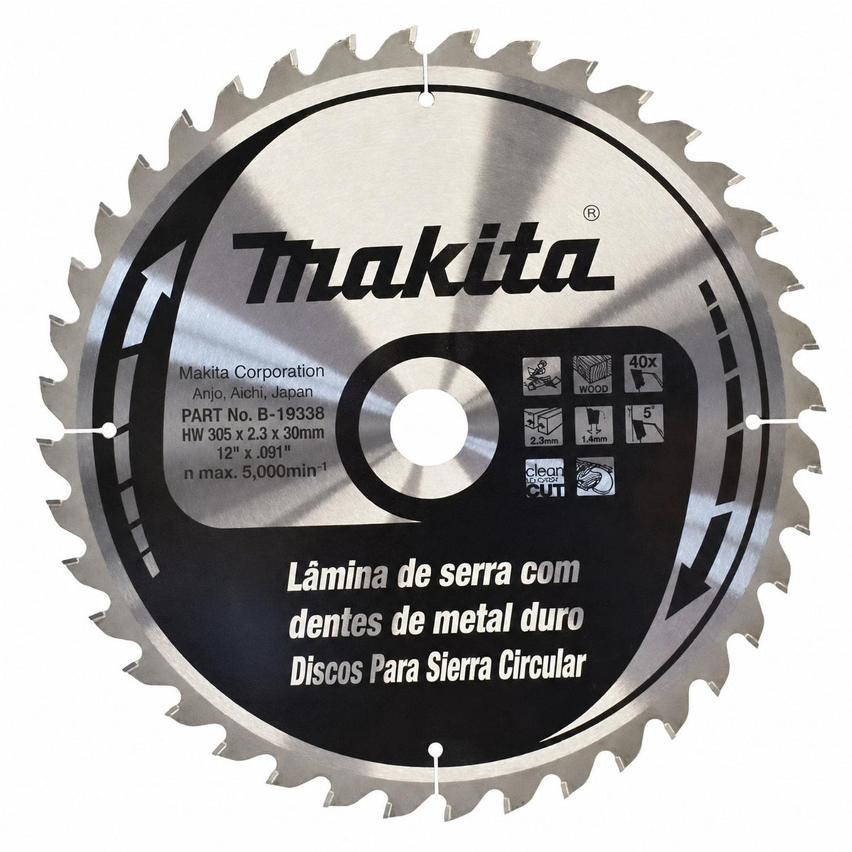 Disco Sierra Madera 12'' 305mm 40D - Makita B-19358 - Herram.cl