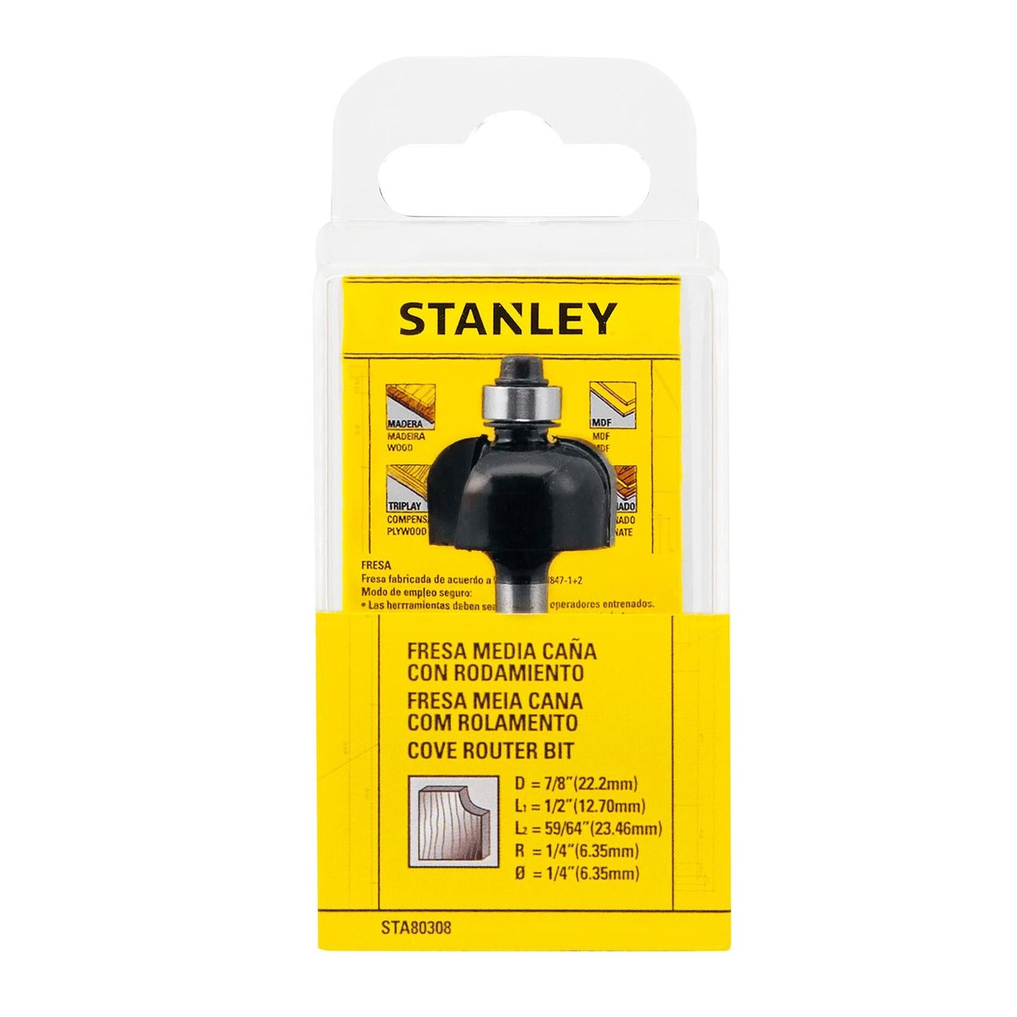 Fresa Media Caña Con/Roda. Toma 1/4'' 7/8''x1/2'' - Stanley - Herram.cl