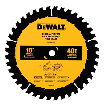 Disco De Sierra 10'' Eje 5/8'' 40 D (Uso General) - DeWalt - Herram.cl
