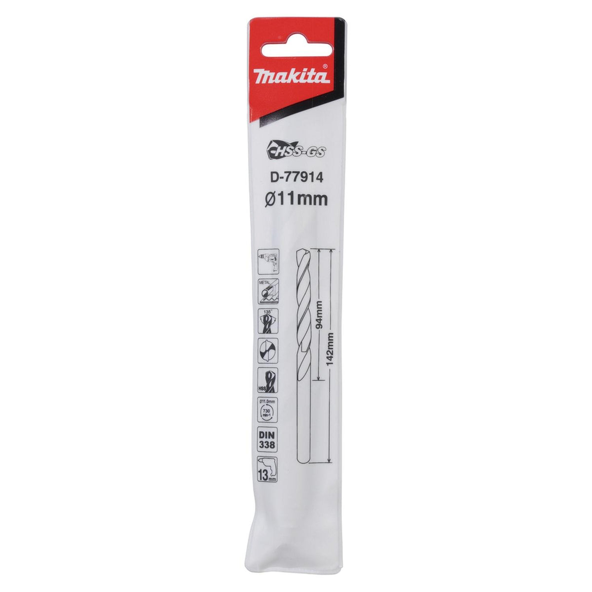 Broca Para Metal HSS-GS 11x142mm. - Makita - Herram.cl