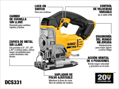 Sierra Caladora Inalambrica 20V Max. Sin Baterias - DeWalt - Herram.cl