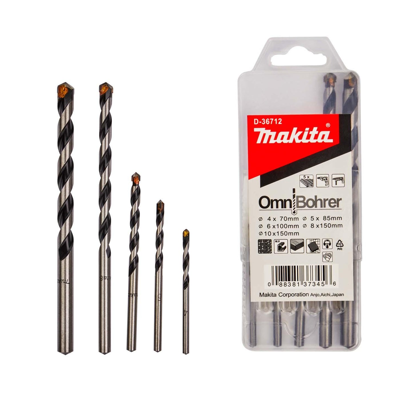 Juego Brocas Multimaterial (4 - 10mm) 5 Pzas - Makita - Herram.cl