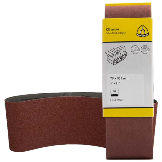 Pack 3 Lijas De Banda 3''X21'' Madera/Metal - Klingspor - Herram.cl