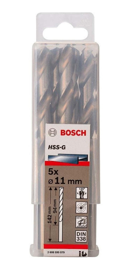 Caja Con 5 Unidades Broca Para Metal Bosch HSS - G 11mm - Herram.cl